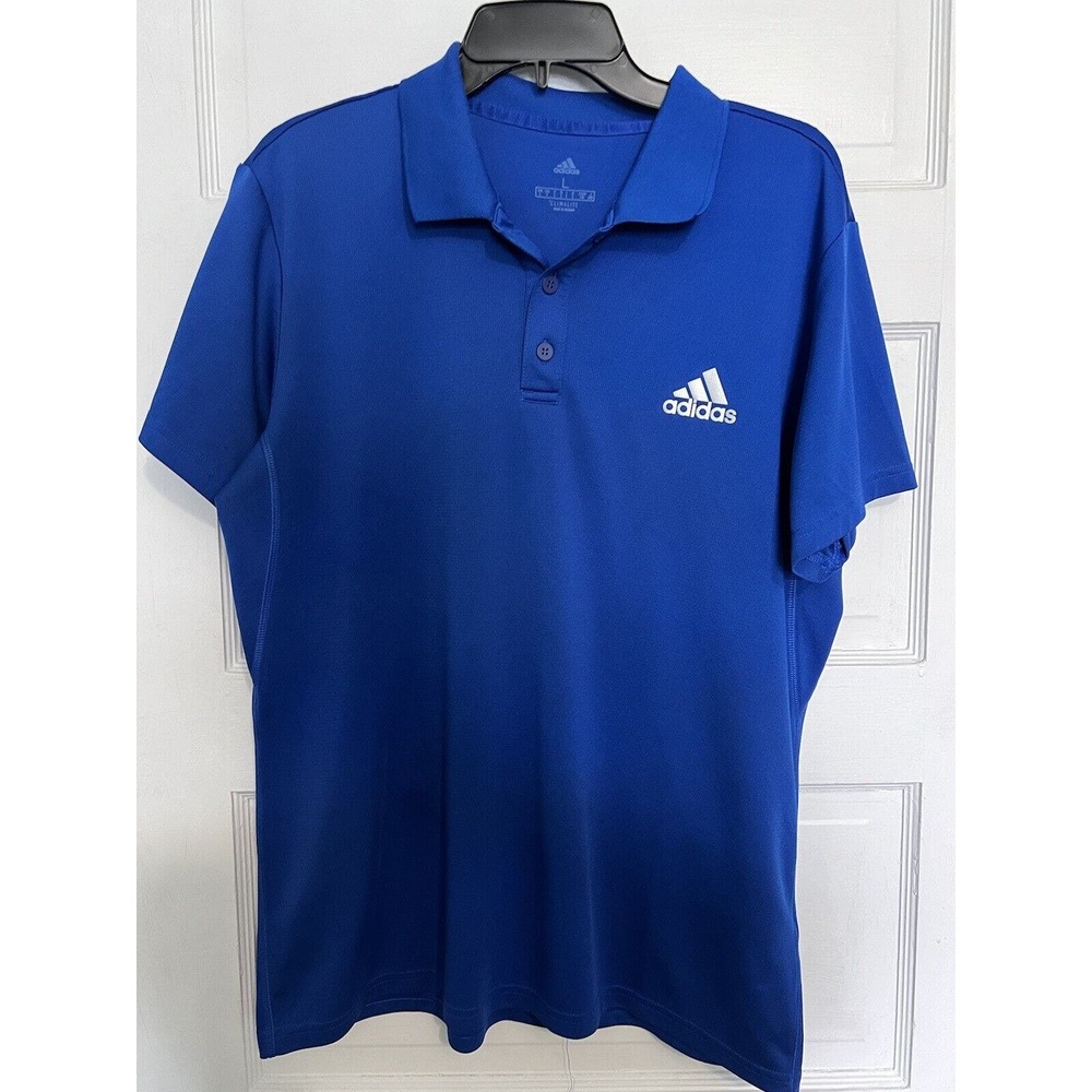 MENS ADIDAS SHORT SLEEVE ROYAL BLUE POLO GOLF SHIRT Cllmalite SIZE L LARGE